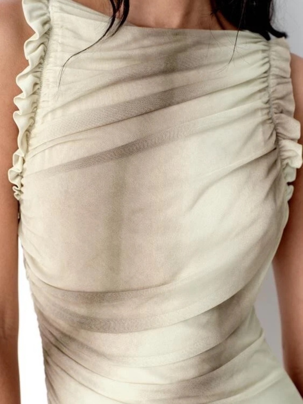 Zara Sleeveless Draped Maxi Dress in Cream and Taupe - Picture 8 of 11